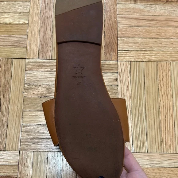 Prada Tan Leather Slide Sandals - Picture 2 of 3